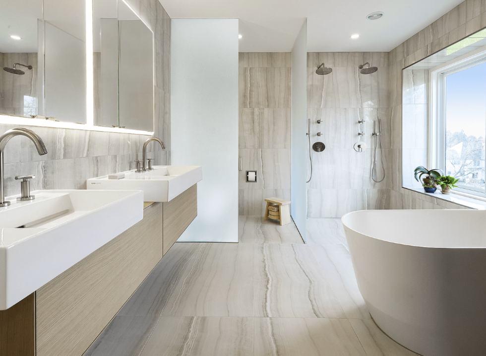 Contemporary Bath Goes Zen Walker Zanger SGA